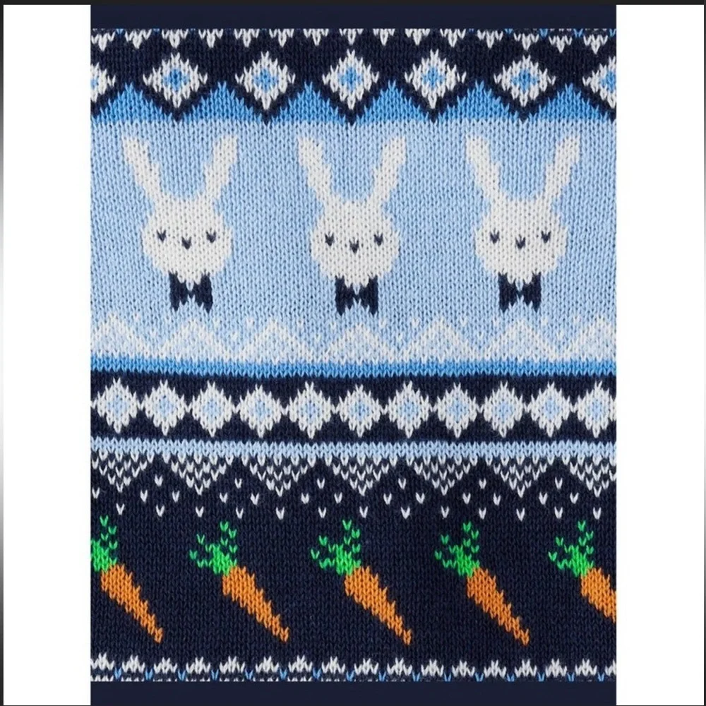 The Children's Place Boys Easter Sleeveless Intarsia Bunny Sweater Vest Blue New